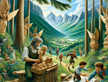 Bieszczadzkie anioły z lipowego drewna